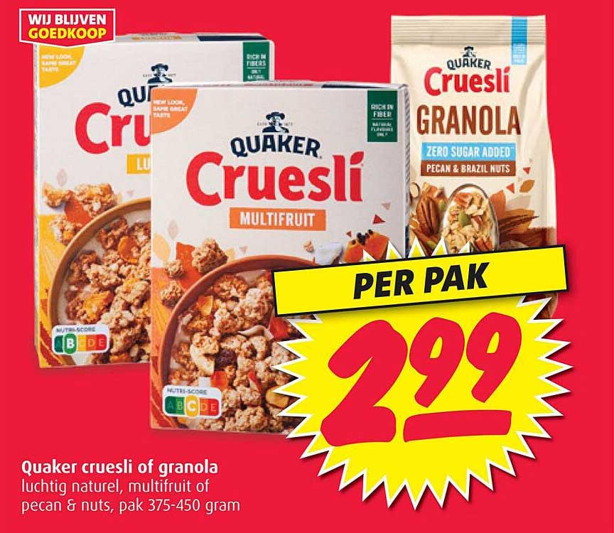 Quaker cruesli of granola