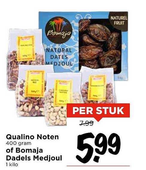 Qualino Noten 400 gram of Bomaja Dadel Medjoul 1 kilo