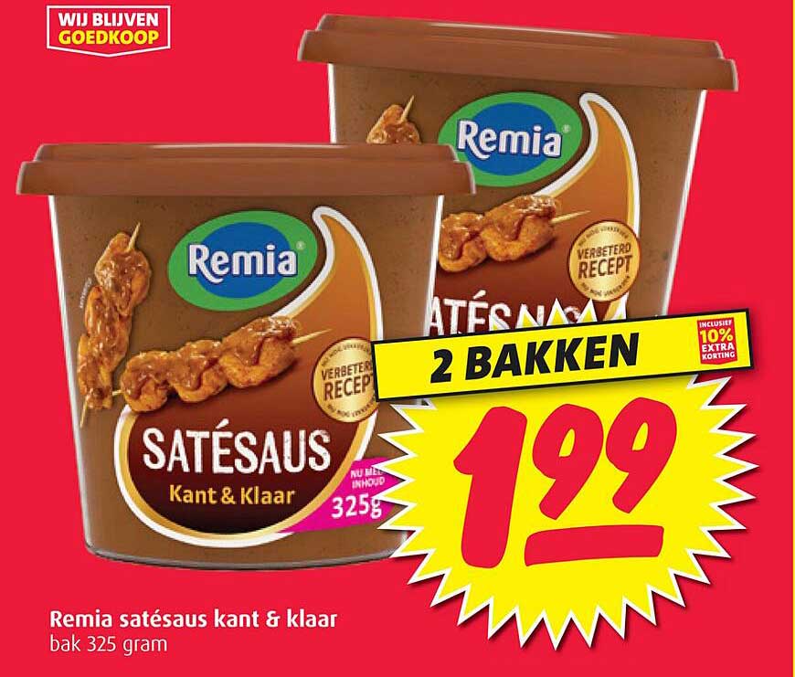 Remia satésaus kant & klaar bak 325 gram