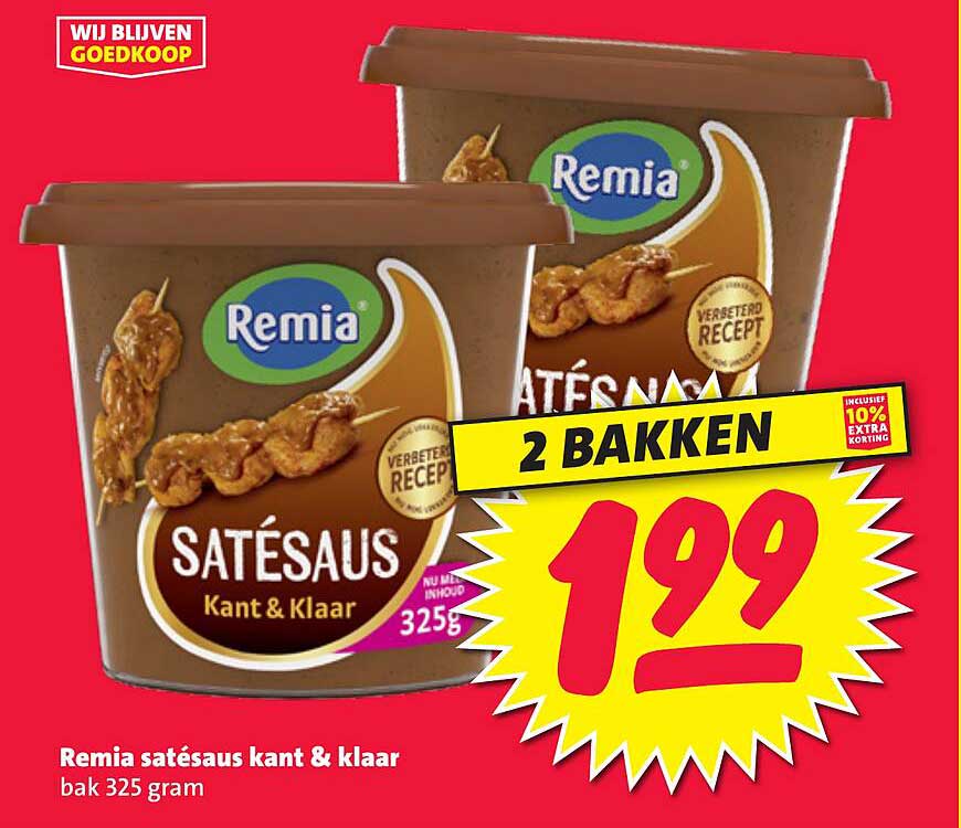 Remia satésaus kant & klaar bak 325 gram