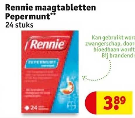 Rennie maagtabletten Pepermunt 24 stuks