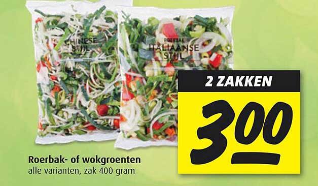Roerbak- of wokgroenten, alle varianten, zak 400 gram
