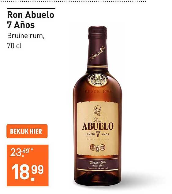 Ron Abuelo 7 Años - Bruine rum, 70 cl