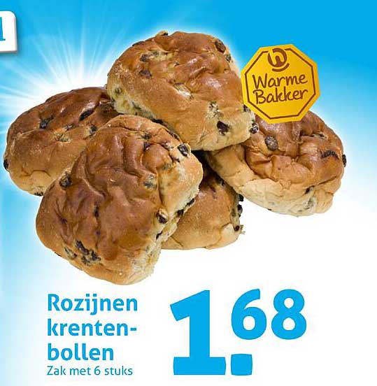 Rozijnen krentenbollen - Zak met 6 stuks