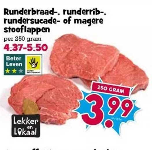 Runderbraad-, runderrib-, rundersucade- of magere stooflappen