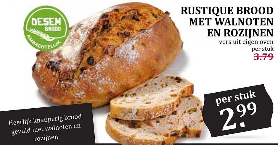 RUSTIQUE BROOD MET WALNOTEN EN ROZIJNEN