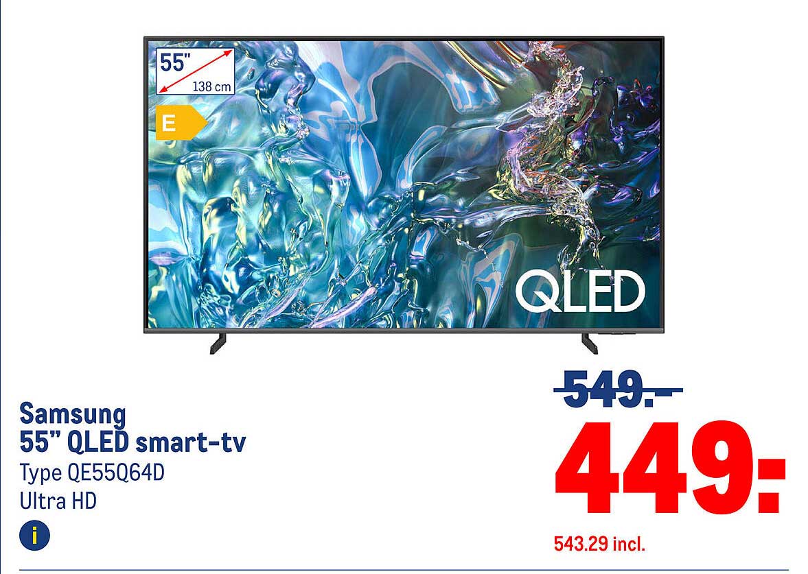 Samsung 55" QLED smart-tv Type QE55Q64D Ultra HD