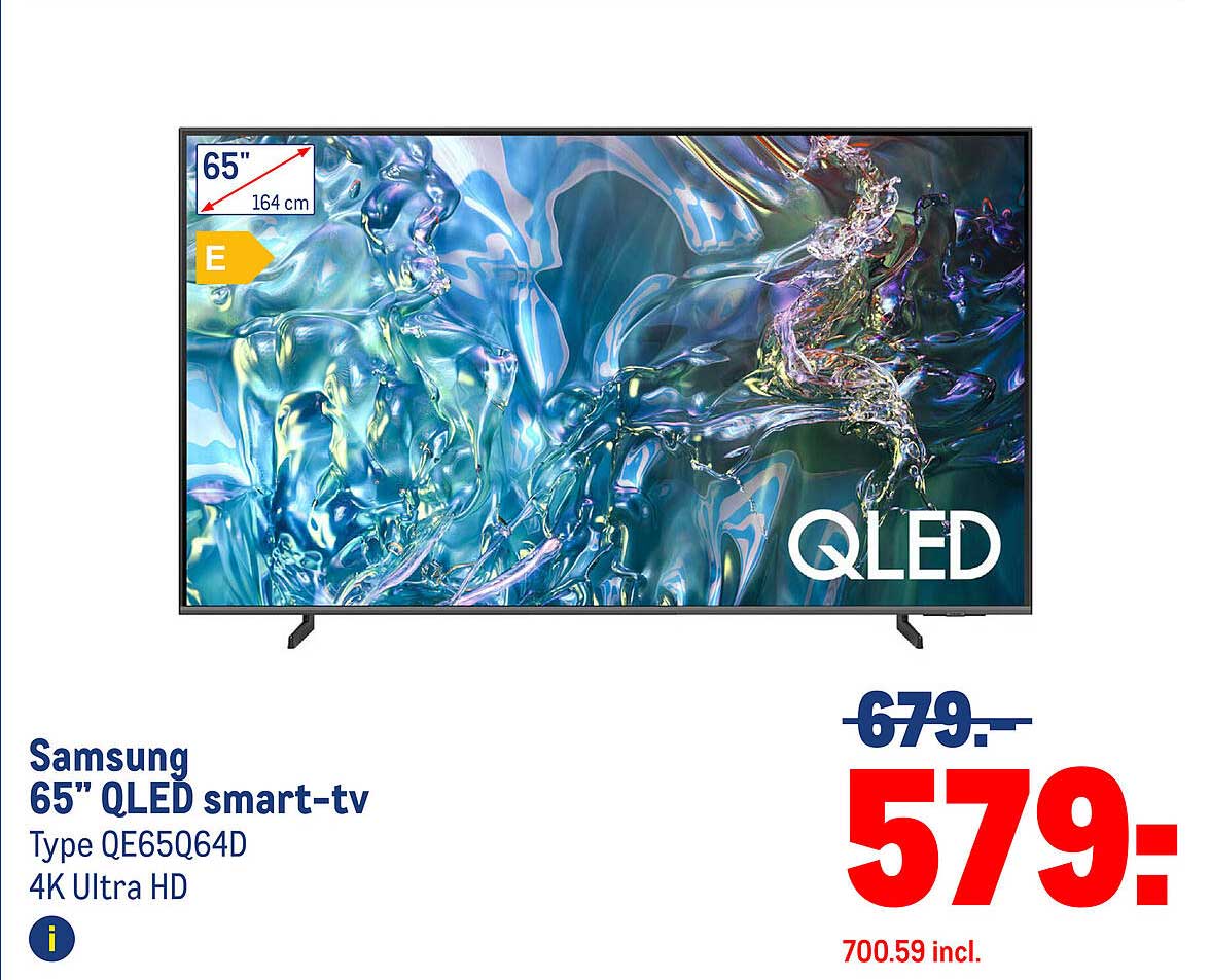 Samsung 65" QLED smart-tv Type QE65Q64D 4K Ultra HD