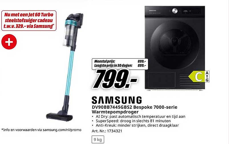 Samsung DV90BB7445GBS2 Bespoke 7000-serie Warmtepompdroger