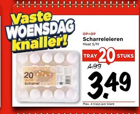 Scharreleieren Maat S/M Tray 20 Stuks