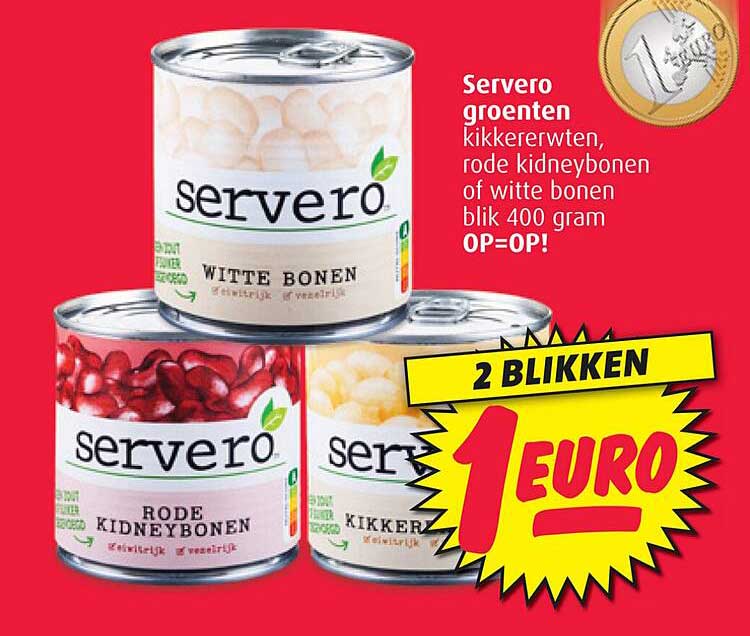 Servero groenten kikkererwten, rode kidneybonen of witte bonen blik 400 gram