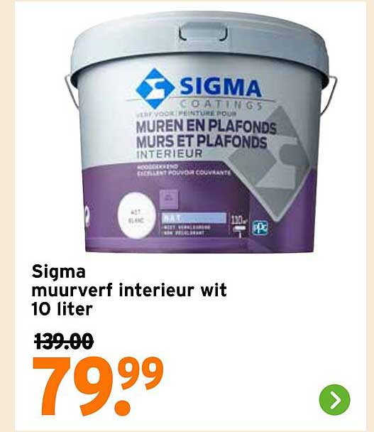 Sigma muurverf interieur wit 10 liter