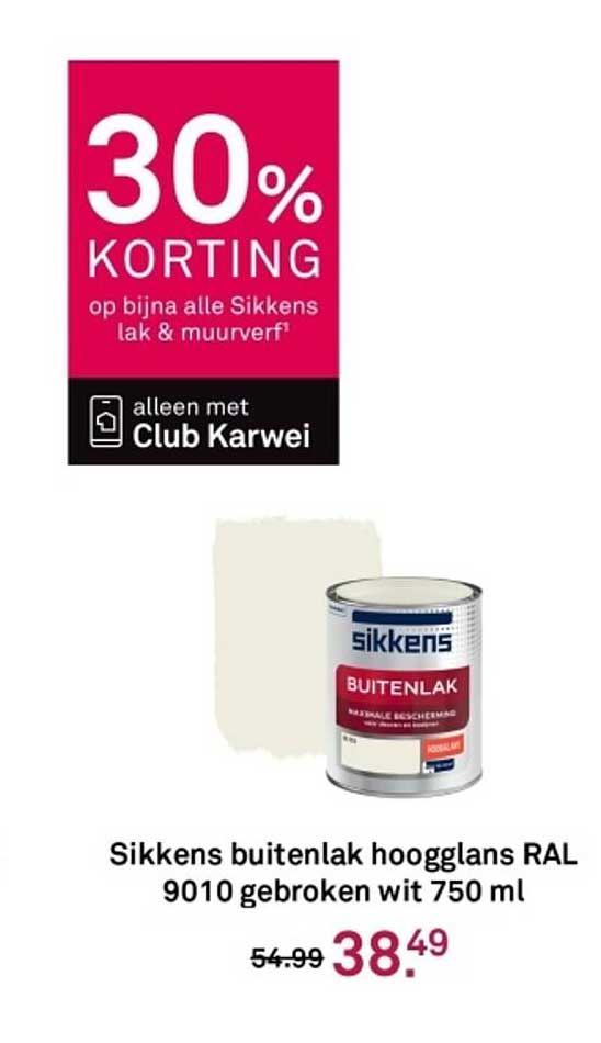 Sikkens buitenlak hoogglans RAL 9010 gebroken wit 750 ml