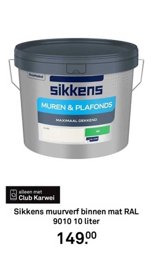 Sikkens muurverf binnen mat RAL 9010 10 liter
