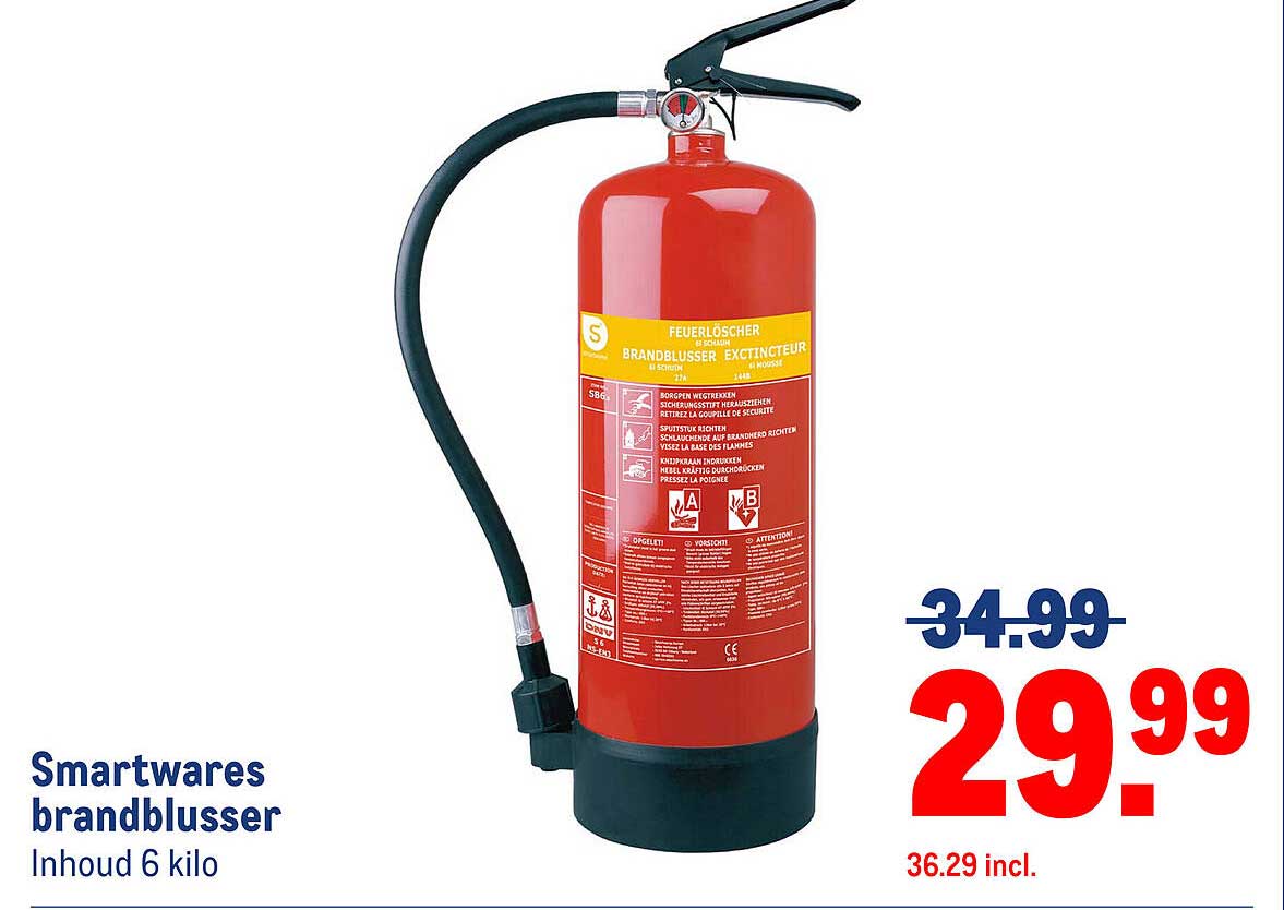 Smartwares brandblusser Inhoud 6 kilo