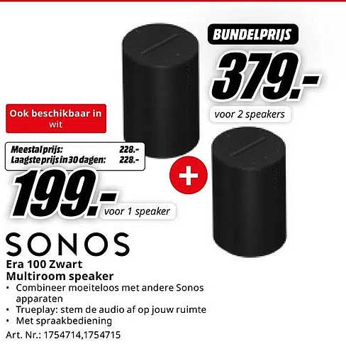 SONOS Era 100 Zwart Multiroom speaker