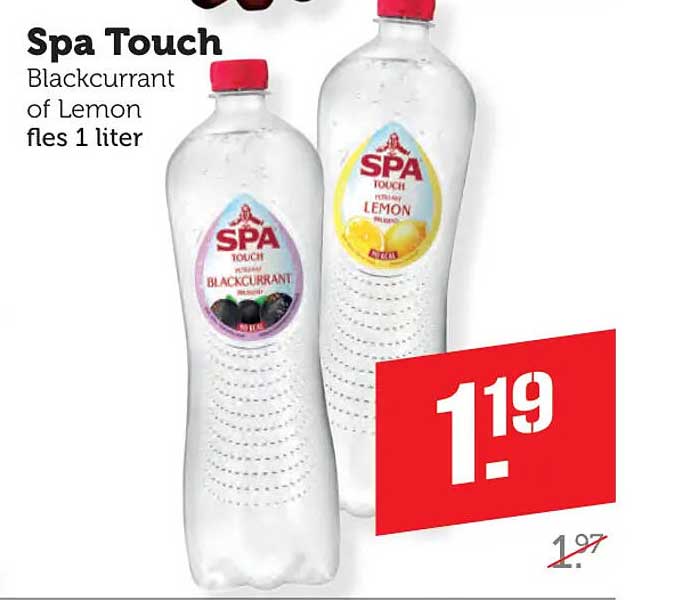 Spa Touch Blackcurrant of Lemon fles 1 liter