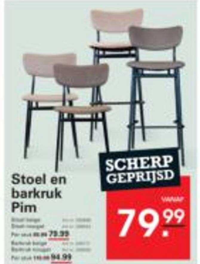 Stoel en barkruk Pim