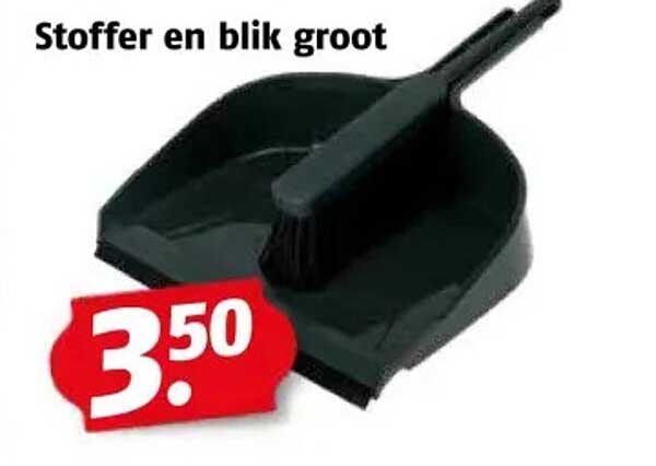 Stoffer en blik groot