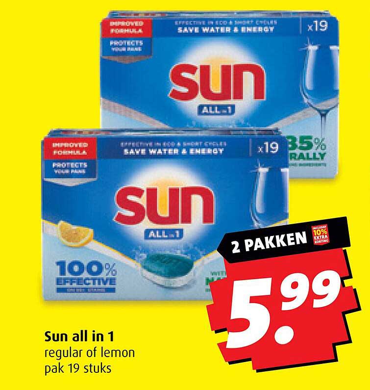 Sun all in 1 regular of lemon pak 19 stuks