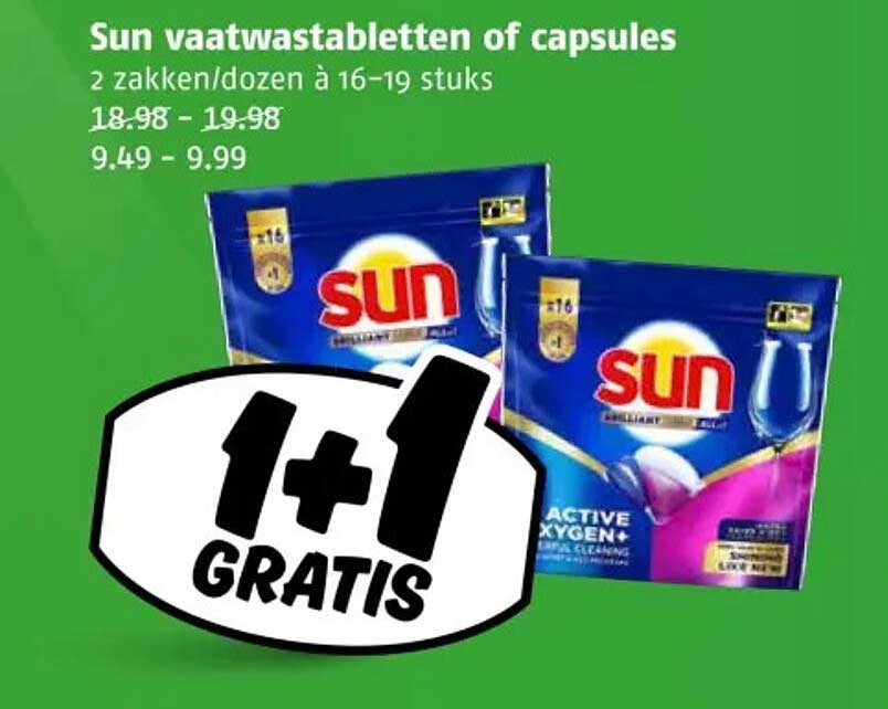 Sun vaatwastabletten of capsules