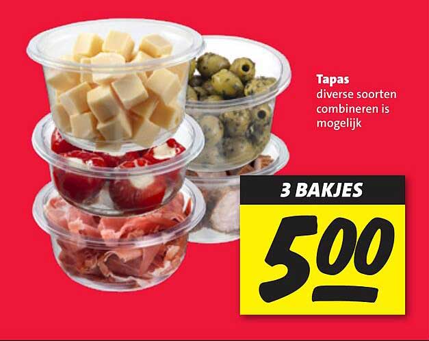 Tapas - 3 BAKJES voor €5,00