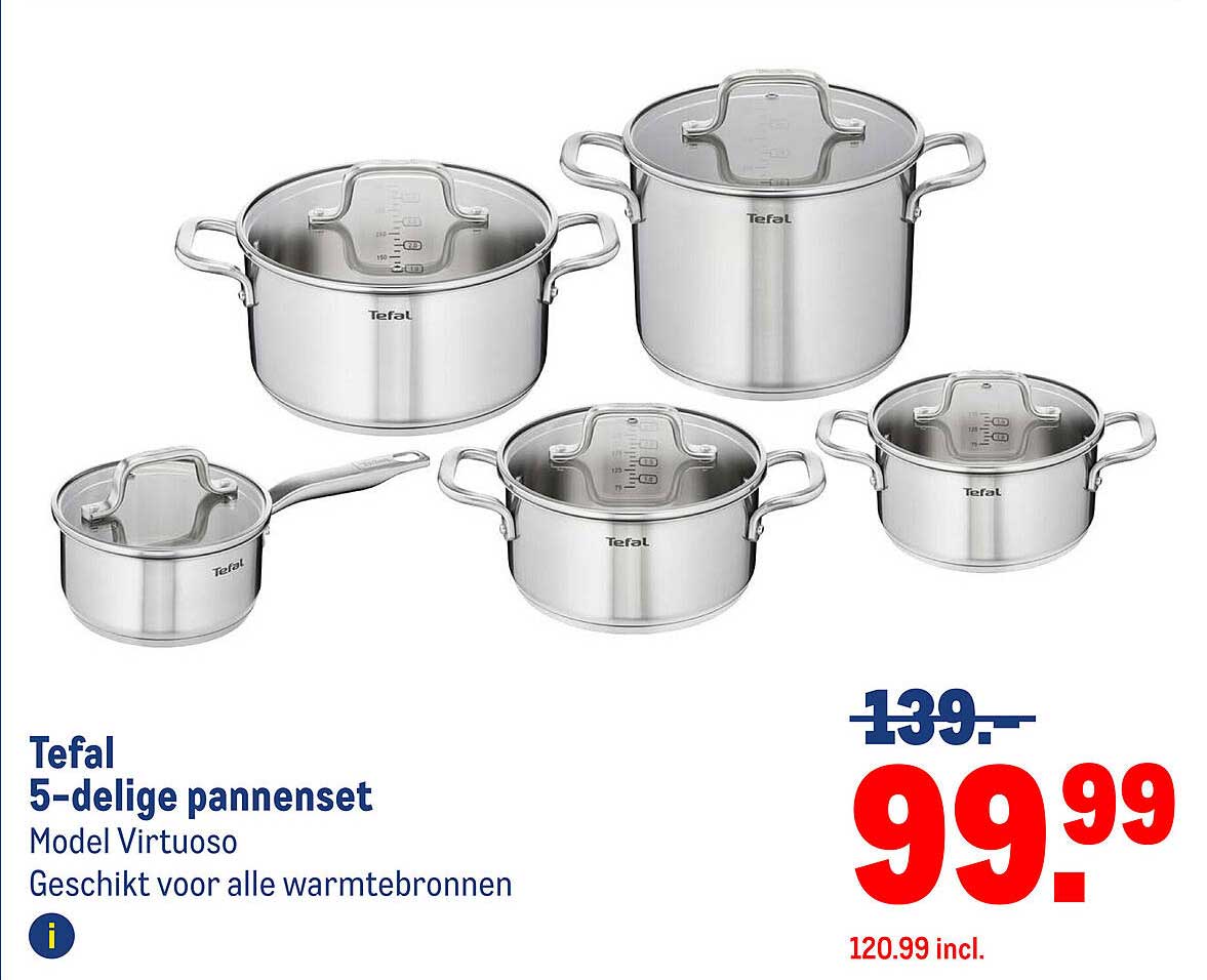 Tefal 5-delige pannenset Model Virtuoso