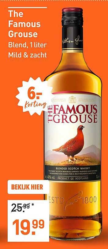 The Famous Grouse Blend, 1 liter Mild & zacht