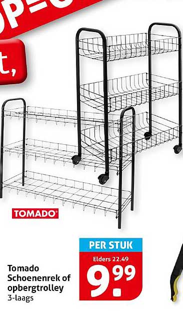 Tomado Schoenenrek of opbergtrolley 3-laags