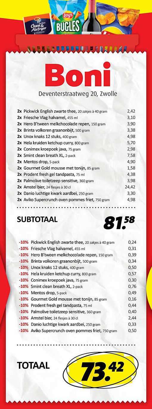 Totaal aanbieding Boni
