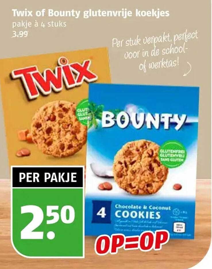 Twix of Bounty glutenvrije koekjes pakje à 4 stuks