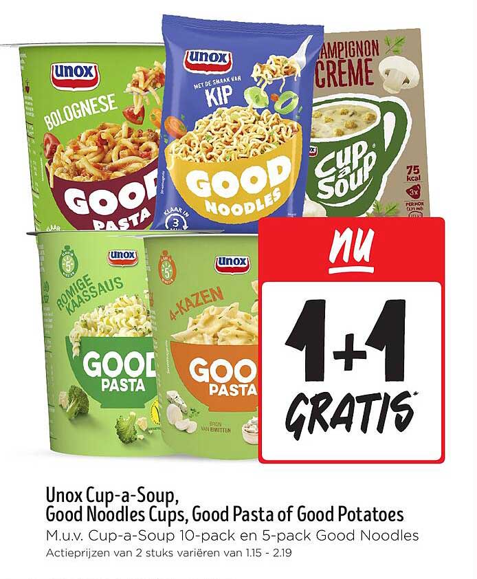 Unox Cup-a-Soup, Good Noodles Cups, Good Pasta of Good Potatoes