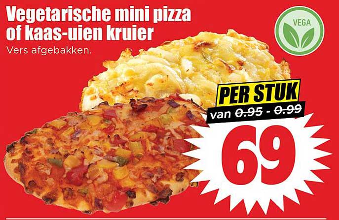Vegetarische mini pizza of kaas-uien kruier