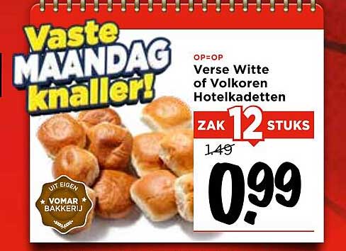 Verse Witte of Volkoren Hoteldacetten