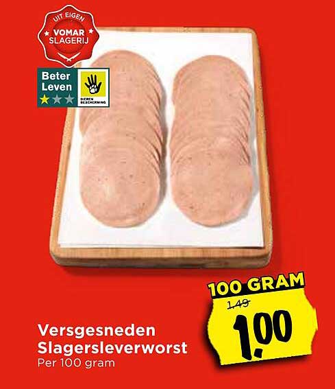 Versgesneden Slagersleverworst Per 100 gram
