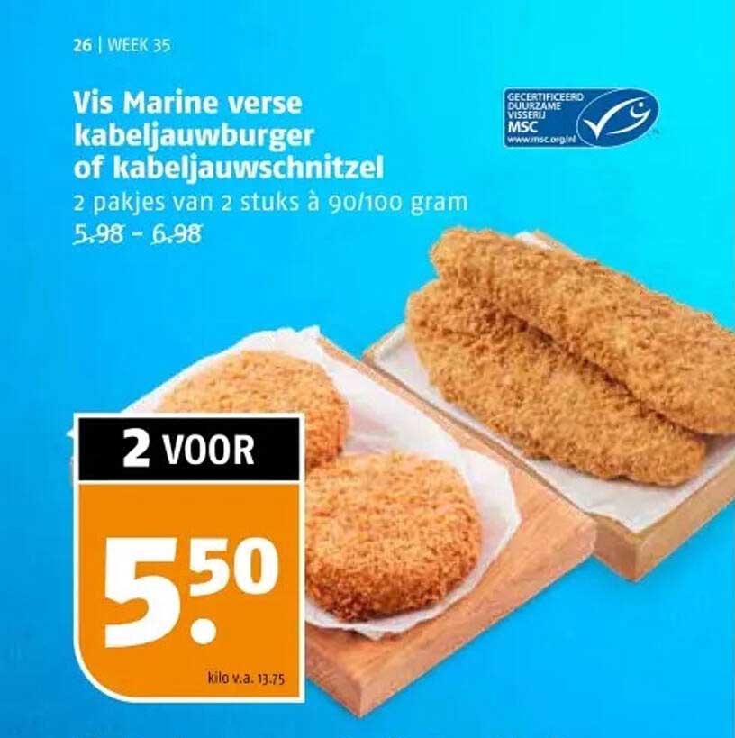Vis Marine verse kabeljauwburger of kabeljauwsnitzel