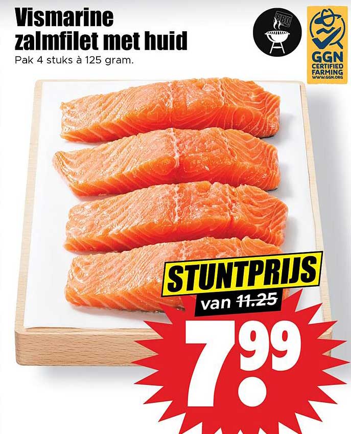 Vismarine zalmfilet met huid