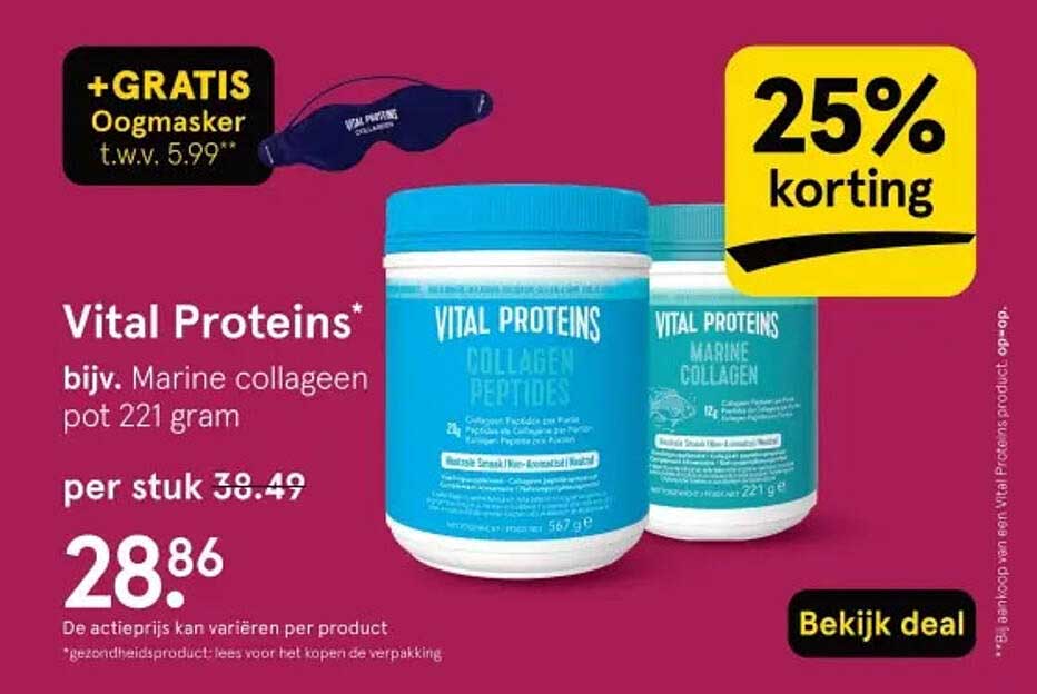 Vital Proteins* bijv. Marine collageen pot 221 gram