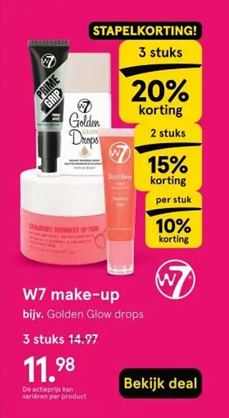 W7 make-up bijv. Golden Glow drops