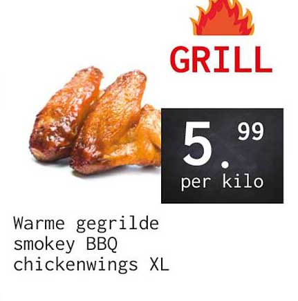 Warme gegrilde smokey BBQ chickenwings XL