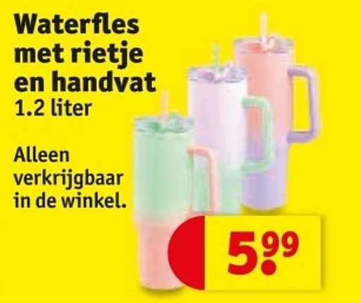 Waterfles met rietje en handvat 1.2 liter