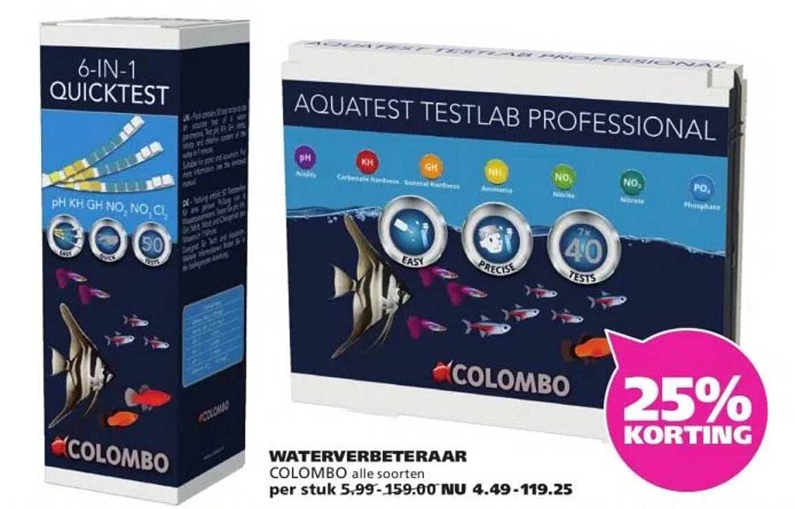 WATERVERBETERARAAR COLOMBO alle soorten per stuk 5.99-159.00 NU 4.49-119.25