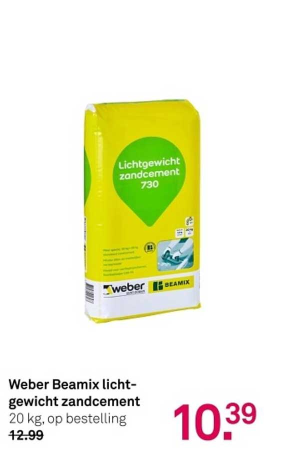Weber Beamix lichtgewicht zandcement 20 kg, op bestelling