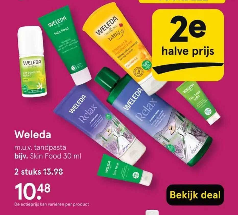 Weleda m.u.v. tandpasta bijv. Skin Food 30 ml