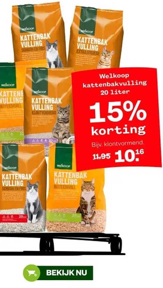 Welkoop kattenbakvulling 20 liter 15% korting