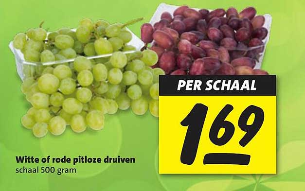 Witte en rode pitloze druiven schaal 500 gram