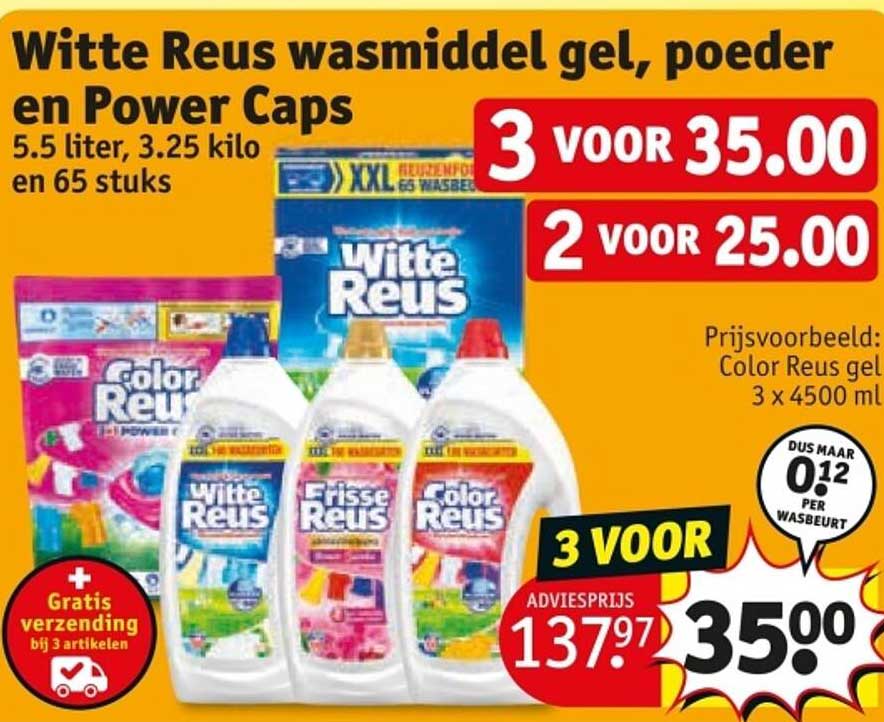 Witte Reus wasmiddel gel, poeder en Power Caps