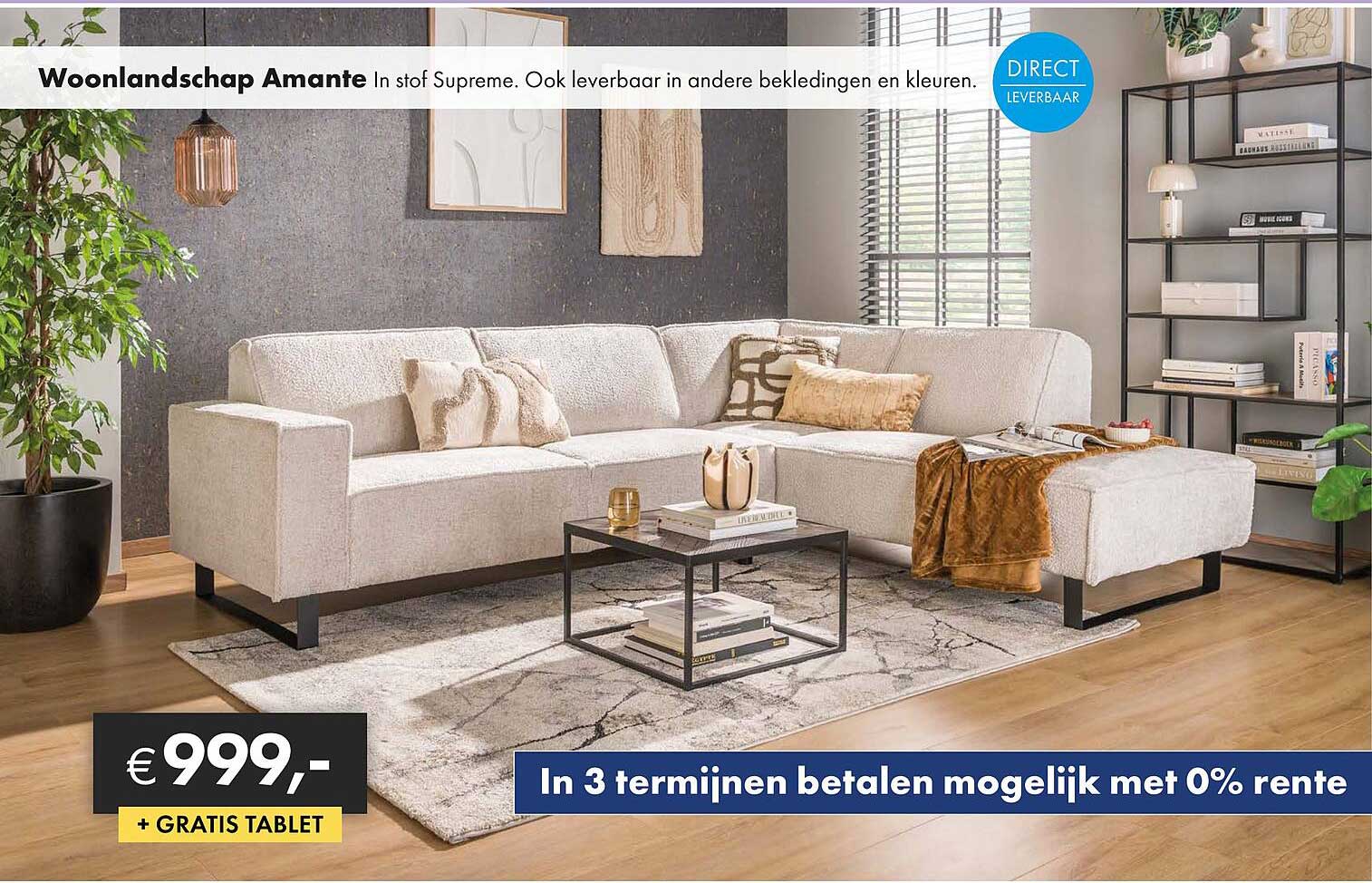 Woonlandschap Amante In stof Supreme. Ook leverbaar in andere bekledingen en kleuren.