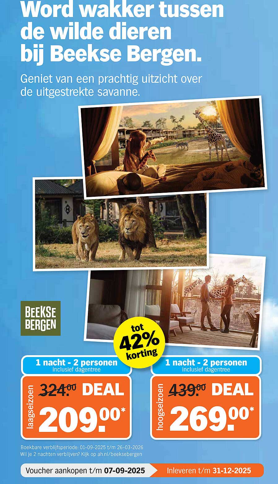 Word wakker tussen de wilde dieren bij Beekse Bergen.