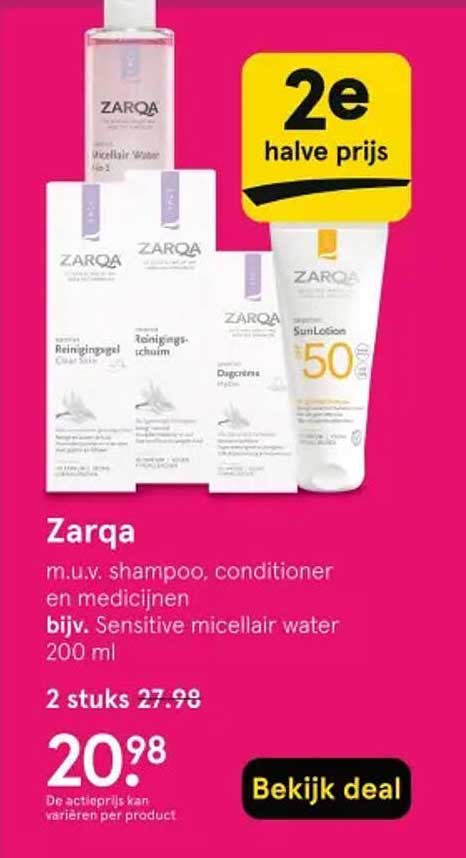 Zarqa m.u.v. shampoo, conditioner en medicijnen bijv. Sensitive micellaire water 200 ml